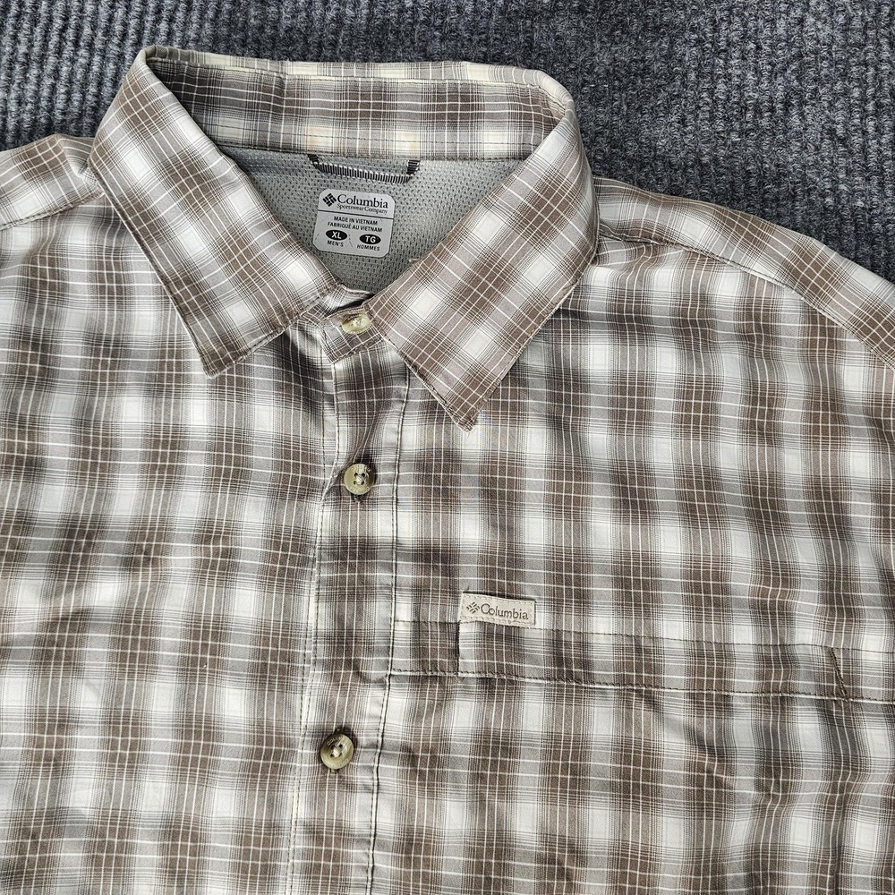 Columbia Shirt Mens XL Brown Gray Plaid Long Sleeve Button Front Lot 2 Casual - Picture 2 of 14